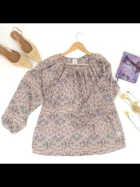 ✨Cabi Sienna Floral Peasant Blouse Sheer Boho Top S 5028✨